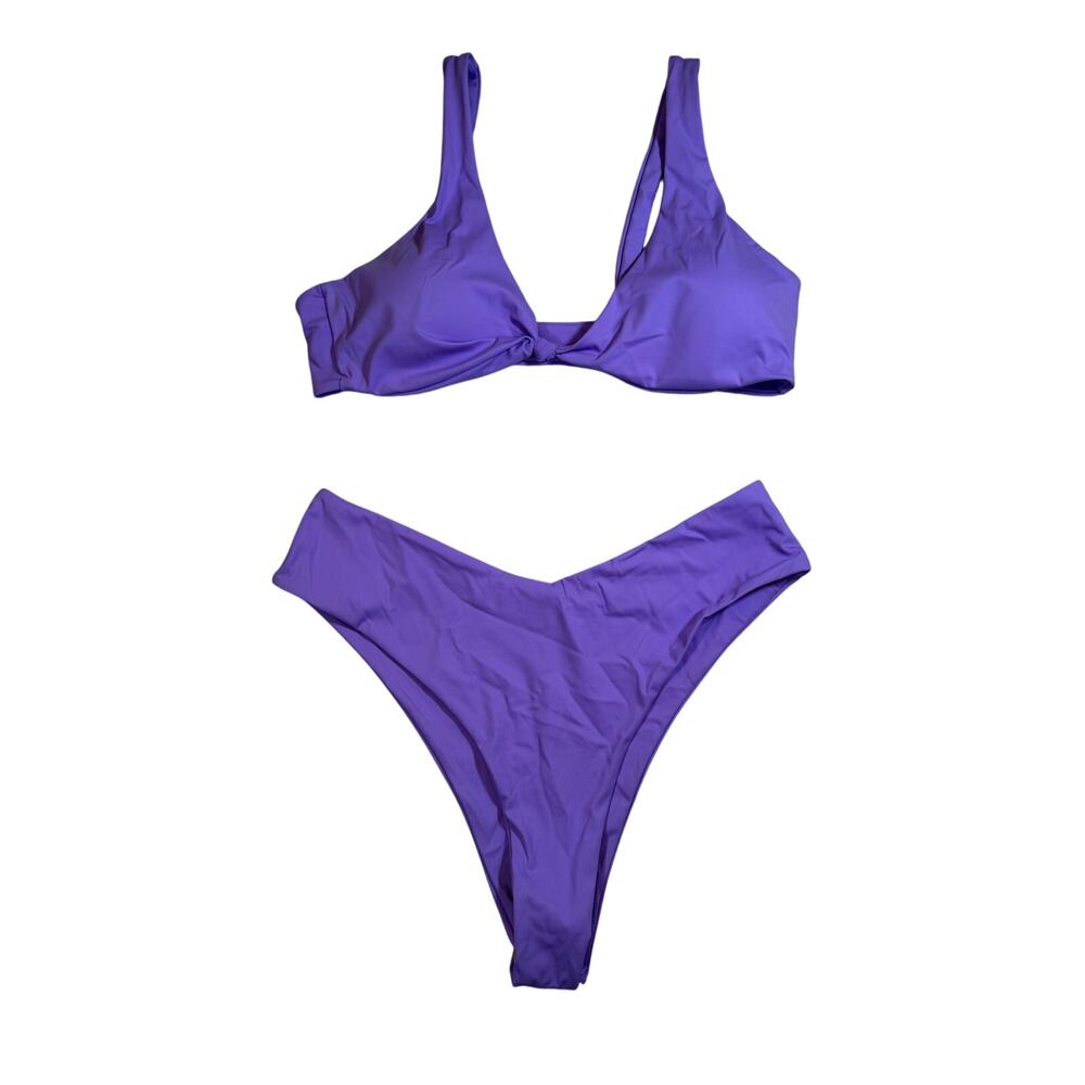 NWOT Purple Twist Front High Cut Bikini Sz XL
